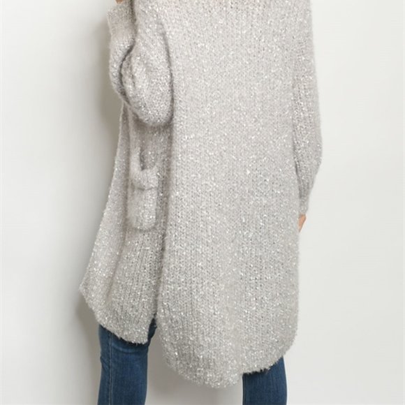 GREY & SILVER CARDIGAN SWEATER - Picture 4 of 8